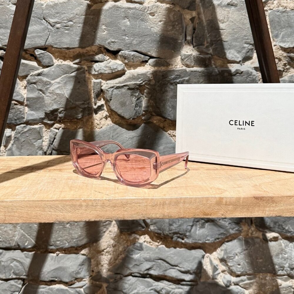 Celine CL402771 Pink Clear Rectangular Cat-Eye Sunglasses